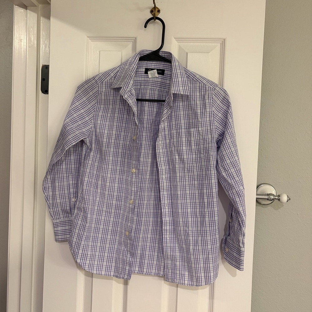 Crewcuts Purple Plaid Thompson Button Shirt Size 10 Boys